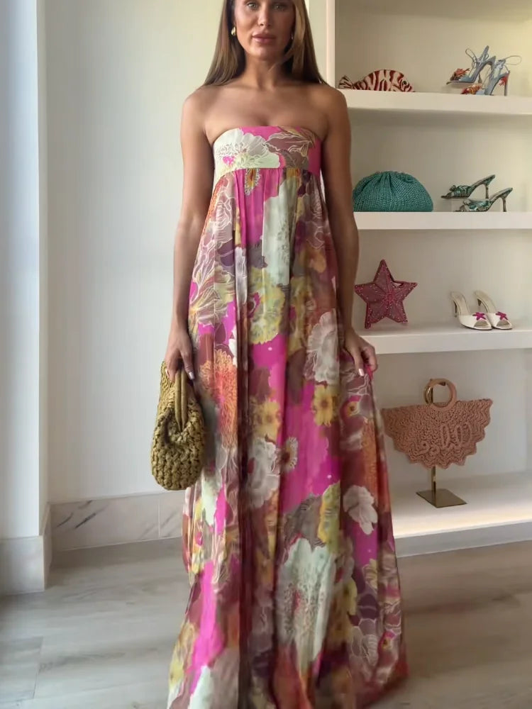 Strapless Floral Maxi Dress