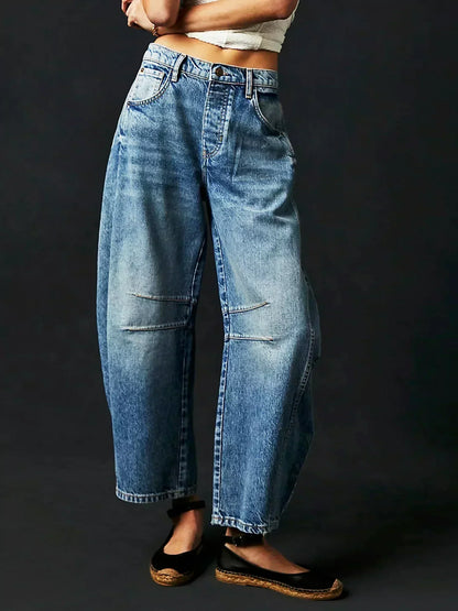 Leopard Print Wide-Leg Jeans