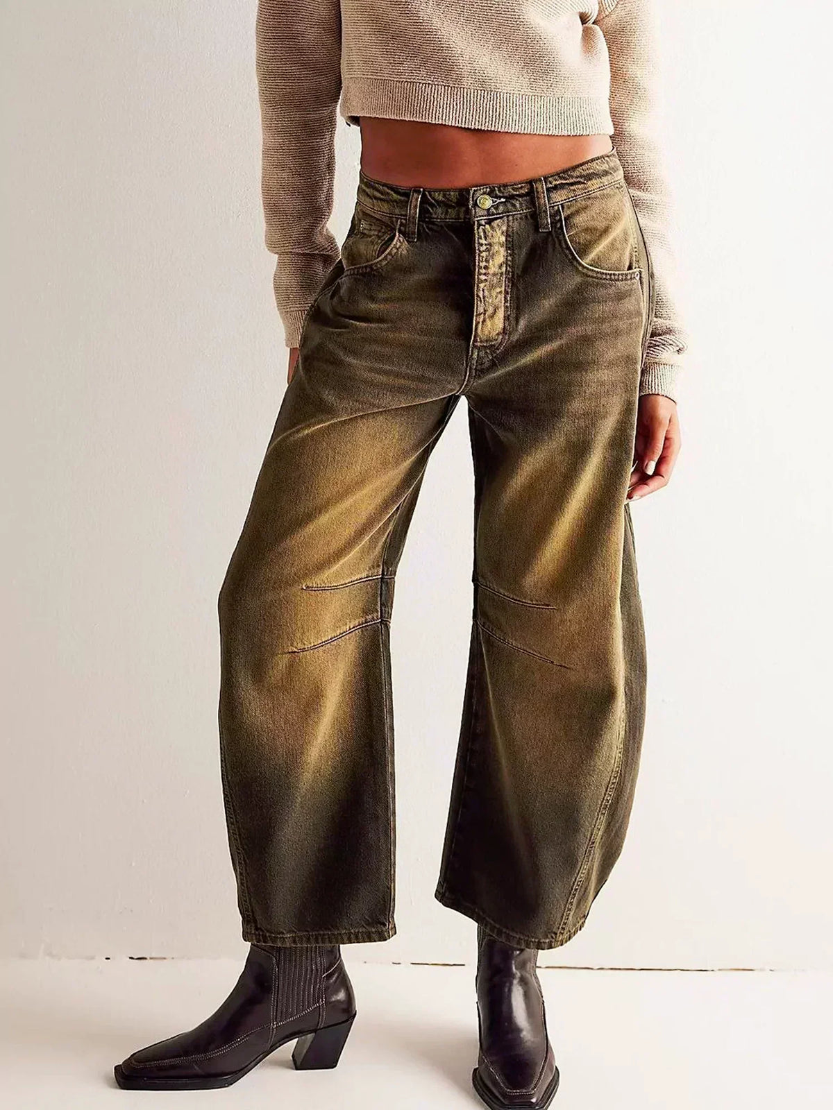 Leopard Print Wide-Leg Jeans
