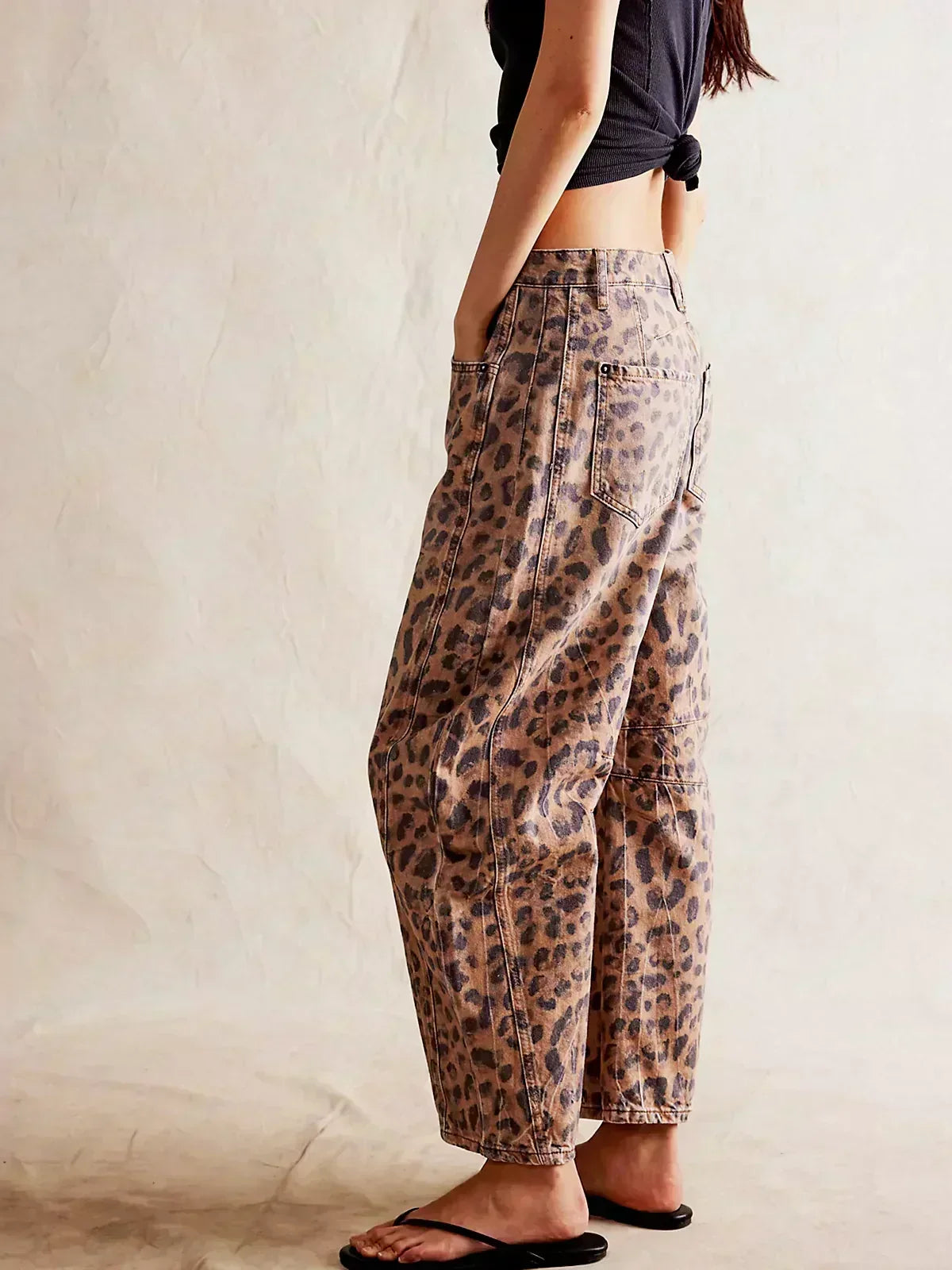 Leopard Print Wide-Leg Jeans
