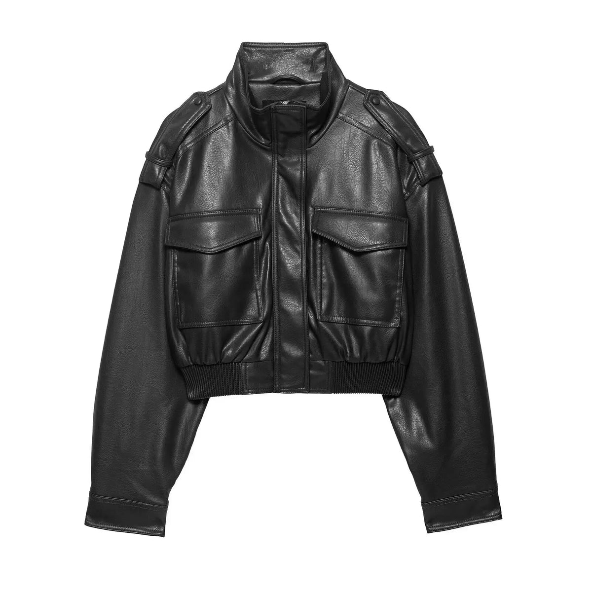 Asymmetric Zip Faux Leather Biker Jacket
