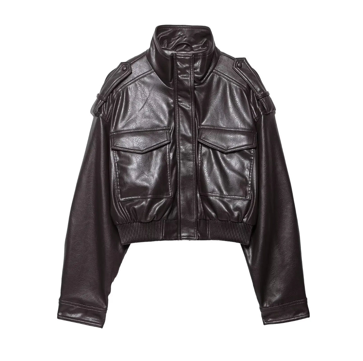Asymmetric Zip Faux Leather Biker Jacket