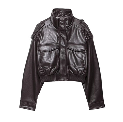 Asymmetric Zip Faux Leather Biker Jacket